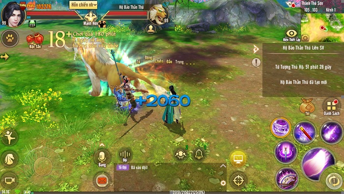 Tân Thiên Long Mobile luyện khả năng hỗn chiến nhóm với Hộ Bảo Thần Thú Liên Server 1