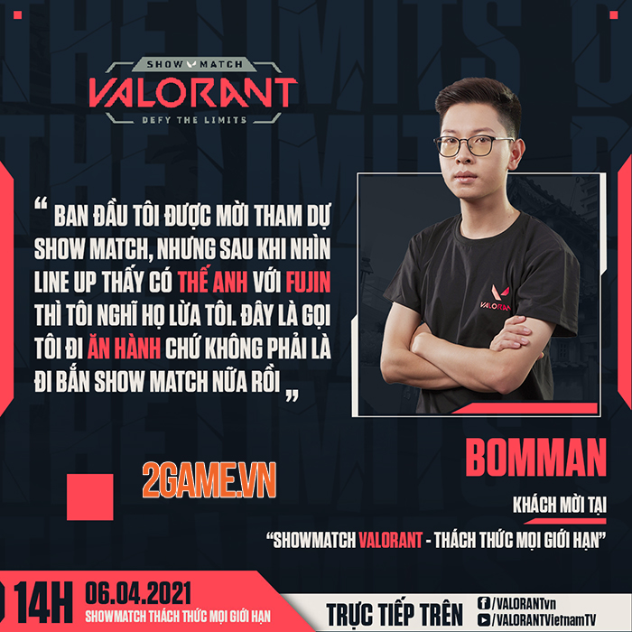 Hé lộ dàn khách mời khủng: Boomman,Theanh96… tại showmatch ra mắt Valorant 1