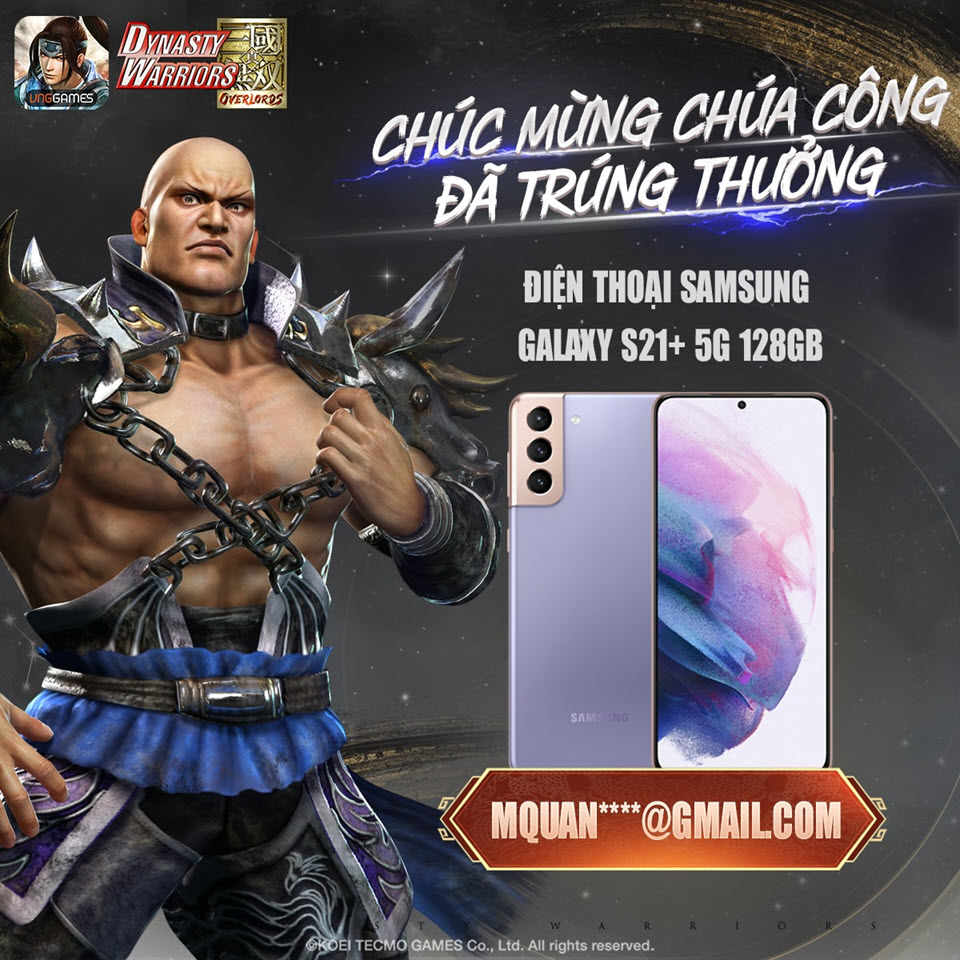 Đã có game thủ trúng Samsung Galaxy S21+ từ Dynasty Warriors: Overlords 2