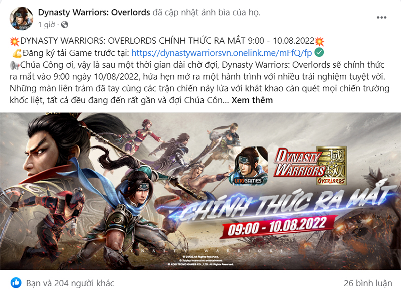Ngày mai sẽ được chiến cùng Dynasty Warriors: Overlords, tải game ngay lúc này!