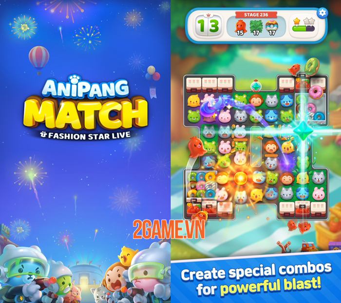 Anipang Match – Game giải đố match-3 chủ đề động vật siêu đáng yêu