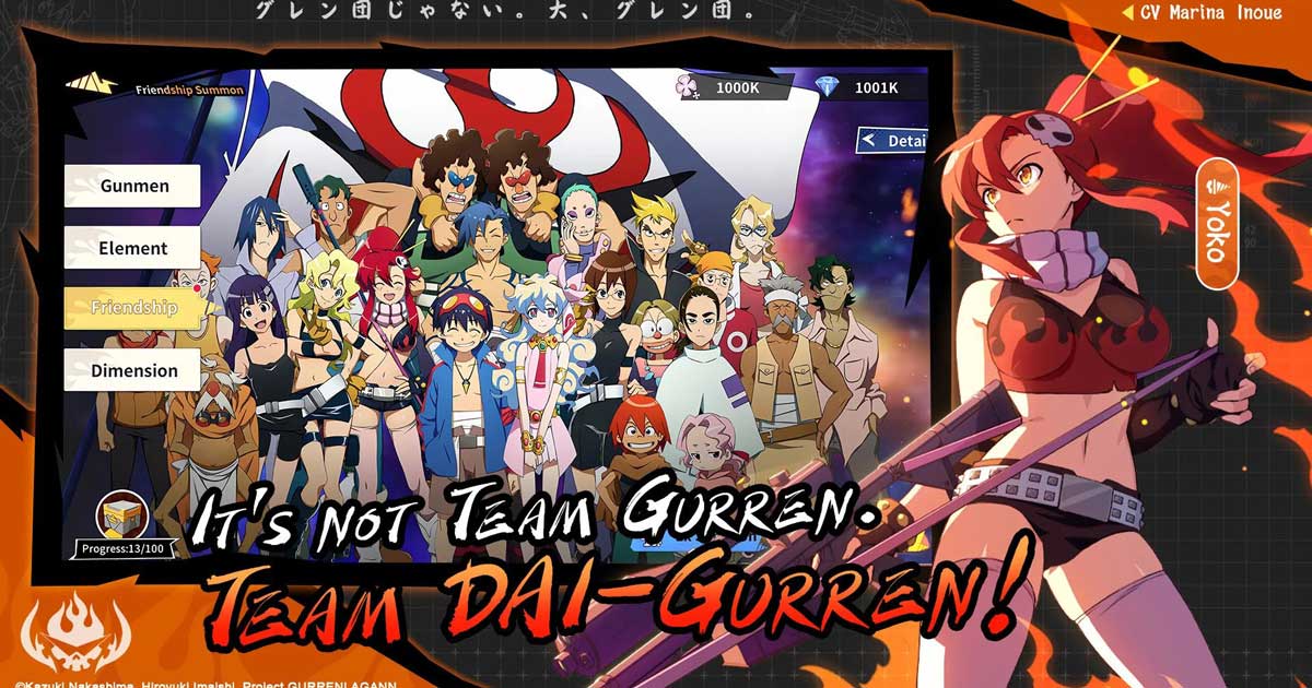 Tengen Toppa Gurren Lagann – Siêu phẩm game thẻ bài anime cùng tên mở đăng kí sớm nhận tướng 5 sao và 100 lượt quay