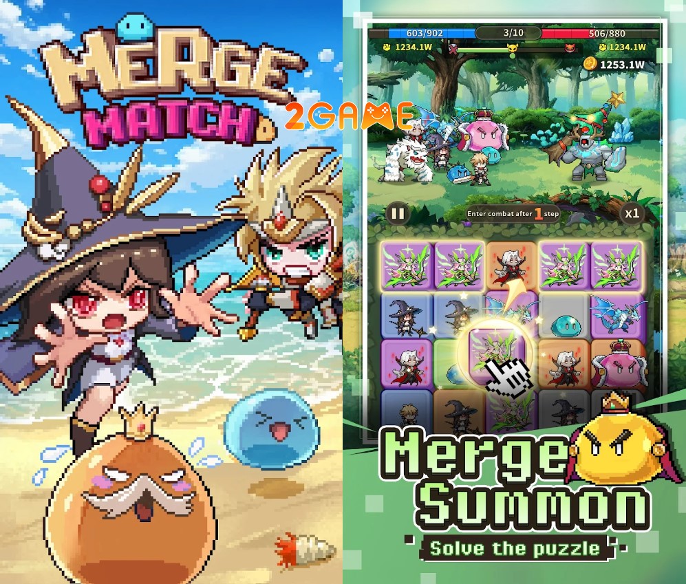 Ghép các ô nhân vật để tạo nên một nhân vật cấp bậc cao hơn trong Merge Match