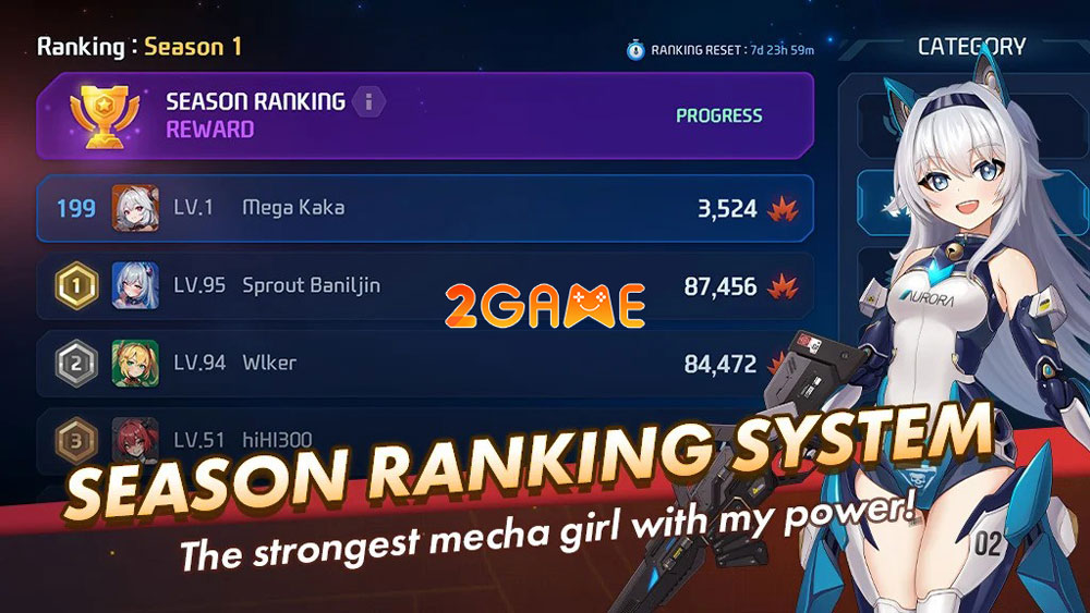 Bảng xếp hạng trong game Mecha Girls Survivor