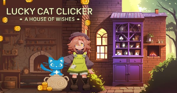 Xây dựng ngôi nhà xinh đẹp cùng chú mèo ma thuật trong game Lucky Cat Clicker