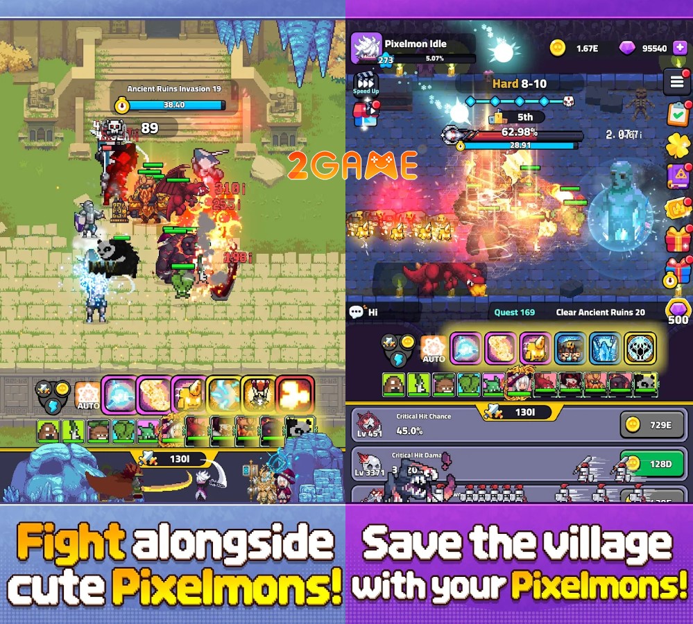 Pixelmon Idle Lối chơi đơn giản kết hợp đồ họa pixel cổ điển