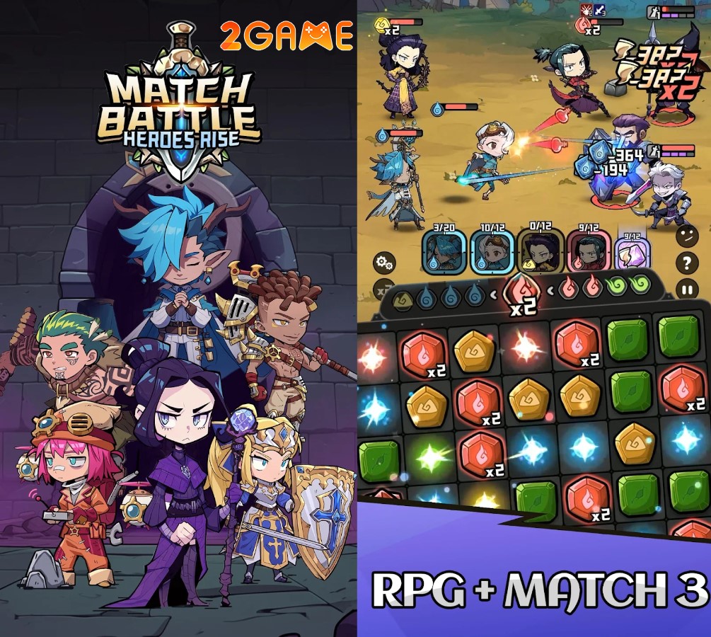 game nhập vai match-3 Match Battle: Heroes Rise