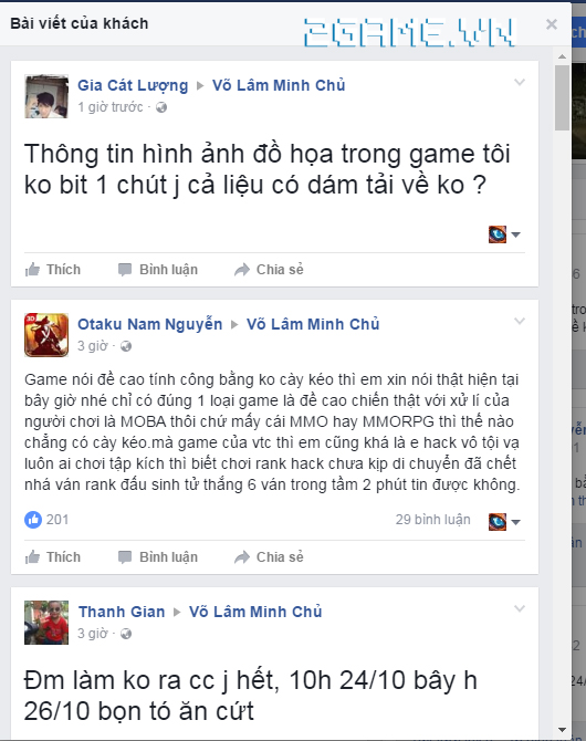 “Tôi quá mệt mỏi với cái game Võ Lâm Minh Chủ của VTC Mobile rồi”
