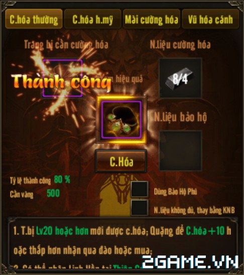 Võ Lâm Returns – Tính Năng Cường hóa trang bị Võ Lâm Returns – Tính Năng Cường hóa trang bị