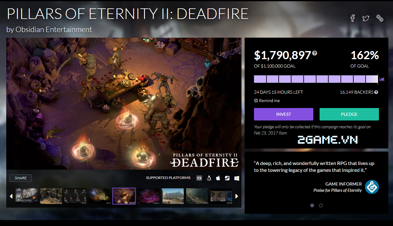 Pillars of Eternity II: Deadfire – Game nhập vai gây ấn tượng toàn cầu trước cả khi chưa ra mắt