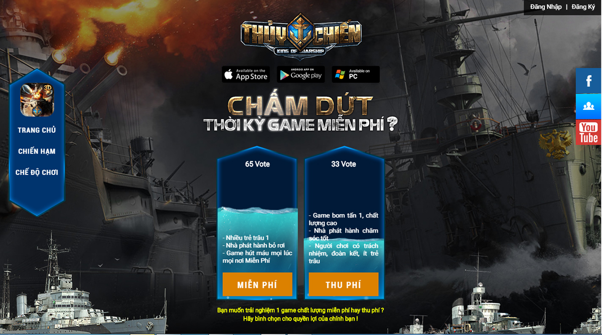 Game Thủy Chiến 3D Mobile cho phép người chợi chọn lựa hình thức Thu phí