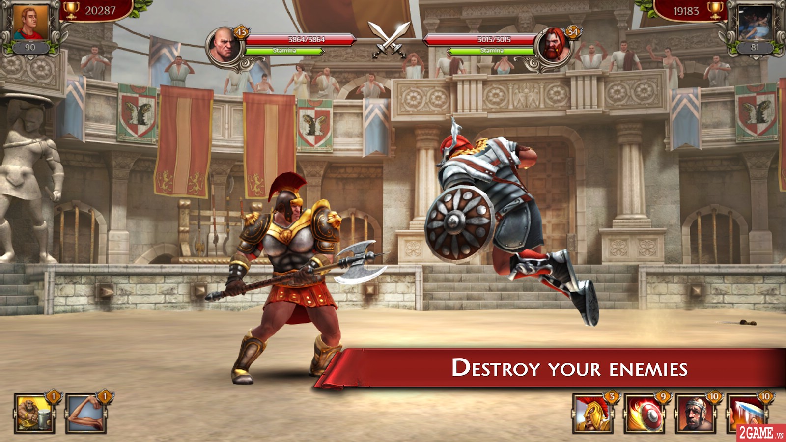 Gladiators 3D – Game mobile đối kháng chặt chém máu me không kém gì Mortal Kombat