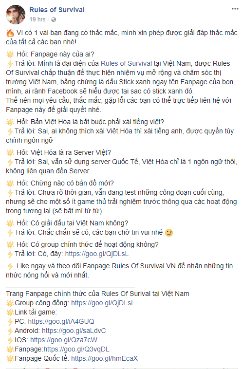 Rules of Survival ra mắt fanpage tiếng Việt, báo hiệu sớm ra mắt gói ngôn ngữ Việt Nam