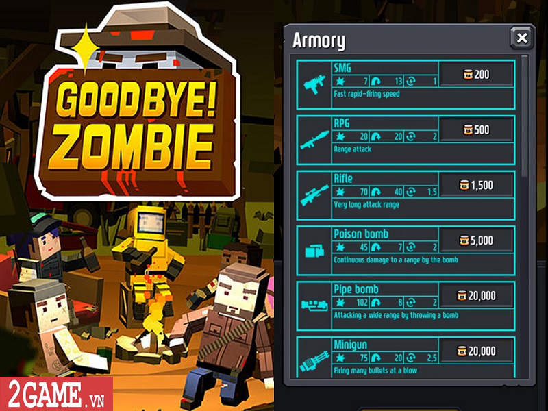 Good Bye Zombie: Game mobile hành động săn Zombie theo phong cách minecraft