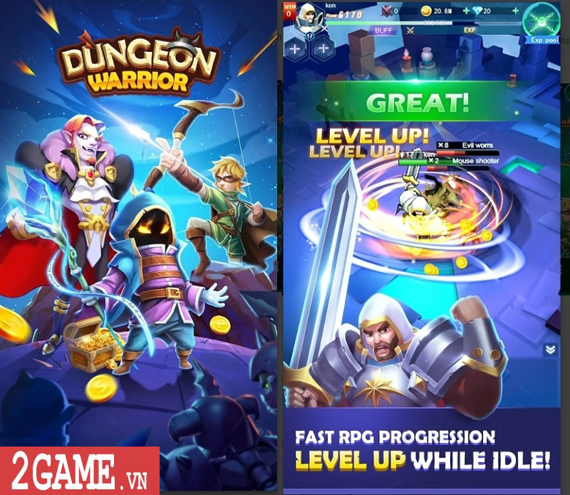 Dungeon Warrior – Game nhập vai hành động màn hình dọc chiến đấu chỉ bằng một tay