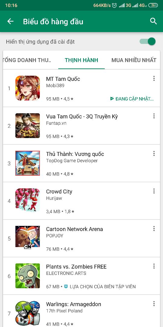 MT Tam Quốc vinh dự lọt vào TOP 1 Trending trên kho ứng dụng thịnh hành Google Play