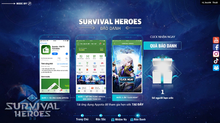 Cuối cùng Survival Heroes Việt Nam đã chịu ra mắt fan game MOBA và Sinh tồn 2