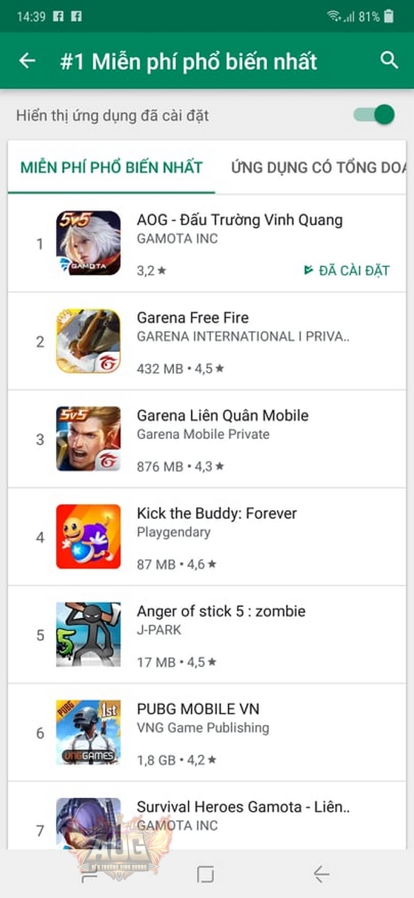 AOG Đấu Trường Vinh Quang MOBA cán mốc 1 triệu lượt tải trên Google Play 2