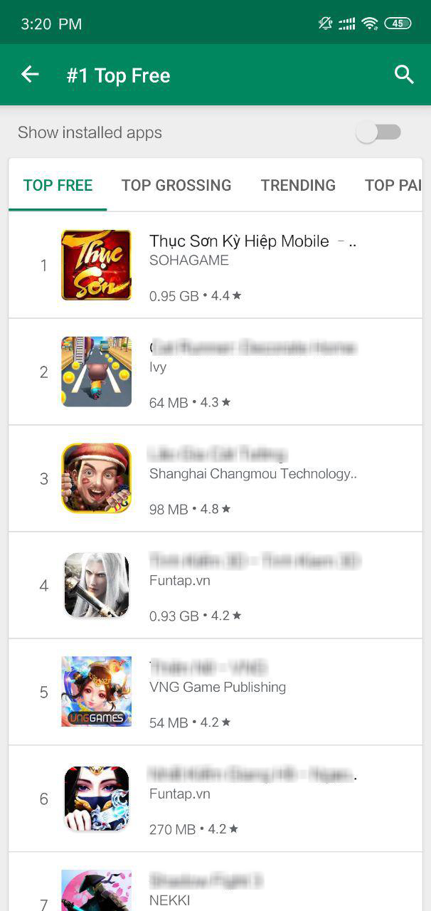 Thục Sơn Kỳ Hiệp Mobile vẫn chiếm vị trí cao trên bảng xếp hạng App Store và CH Play sau nửa tháng ra mắt