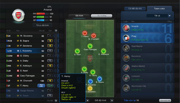 FIFA Online 3: Team Color và các quy luật