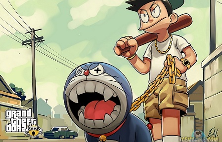 Bộ ảnh ‘đục khoét tuổi thơ’ của Doraemon phong cách GTA V