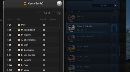 FIFA Online 3 Việt Nam chính thức cập nhật danh sách Best Player mới