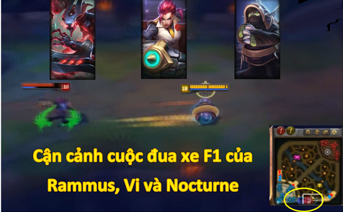 Liên Minh Huyền Thoại: Rammus + Vi + Nocturne đua xe F1