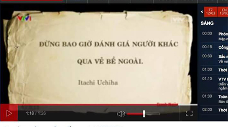 Câu nói nổi tiếng của Itachi bất ngờ được xuất hiện trong bảng tin VTV