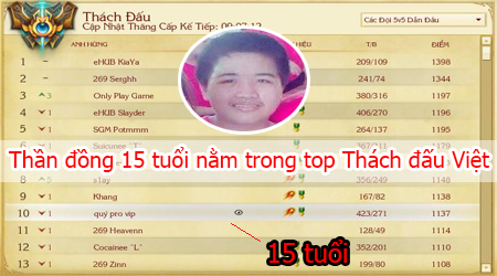 Sốc với thần đồng Liên minh huyền thoại 15 tuổi, top 10 Thách đấu Việt Nam