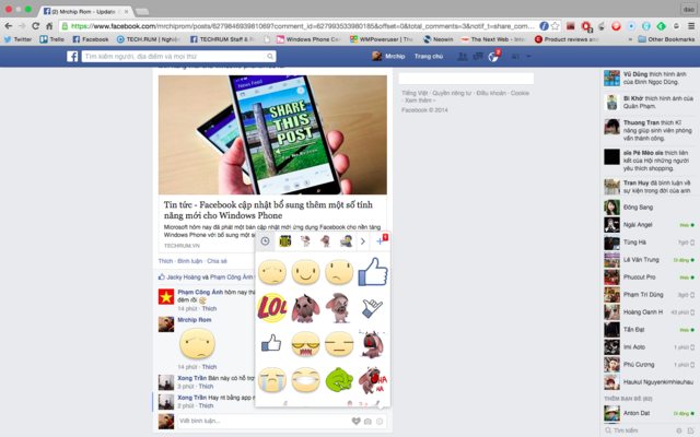 Facebook đã chính thức cho người dùng bình luận bằng Sticker