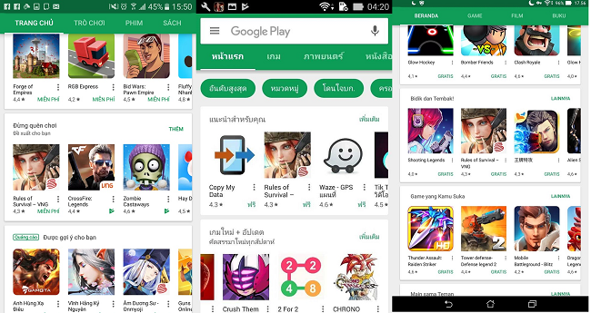Rules of Survival mobile là game được Google Play đề xuất tại khu vực Đông Nam Á