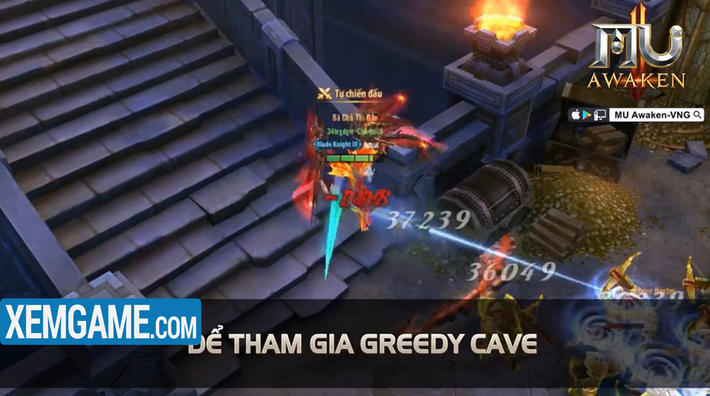 Greedy Cave là nơi để người chơi cày cuốc tiền bạc trong MU Awaken VNG