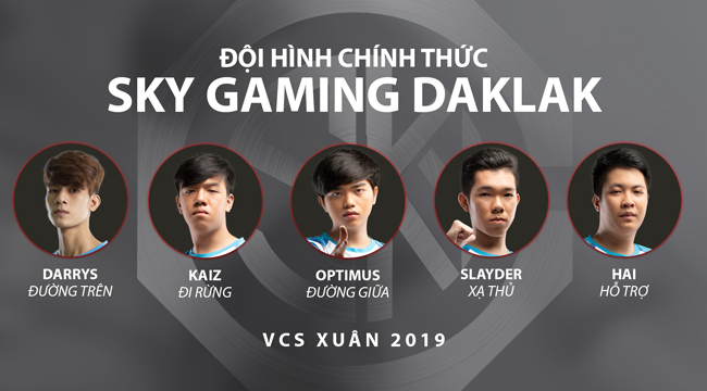 LMHT: Đội hình chính thức của Sky Gaming Daklak “tham chiến” VCS Mùa Xuân 2019
