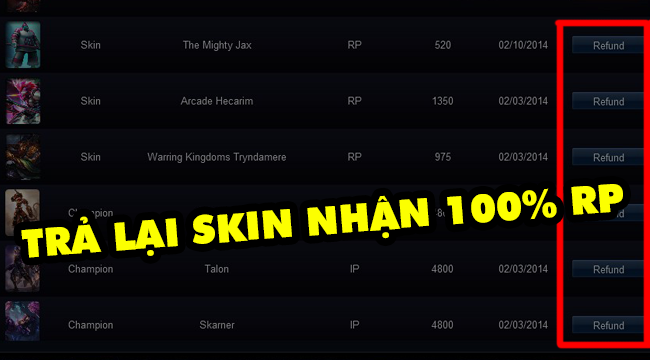 Liên Minh Huyền Thoại: Riot Games cho phép game thủ thanh lý skin đã mua và nhận 100% RP