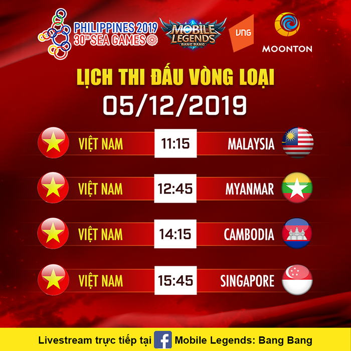 Lịch thi đấu của Đội tuyển quốc gia Mobile Legends: Bang Bang Việt Nam